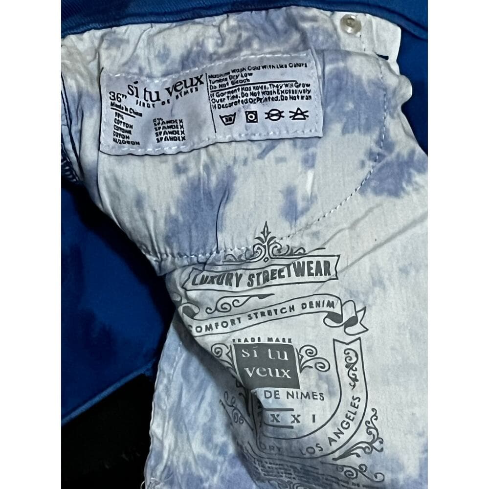 Si Tu Veux Royal Blue Superstack Men’s Jean’s Size 32 - Thumbnail 4