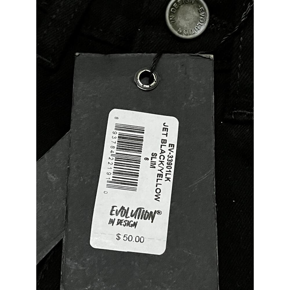 Jet Black & Yellow Kids Jeans Size 6 Slim - Thumbnail 2