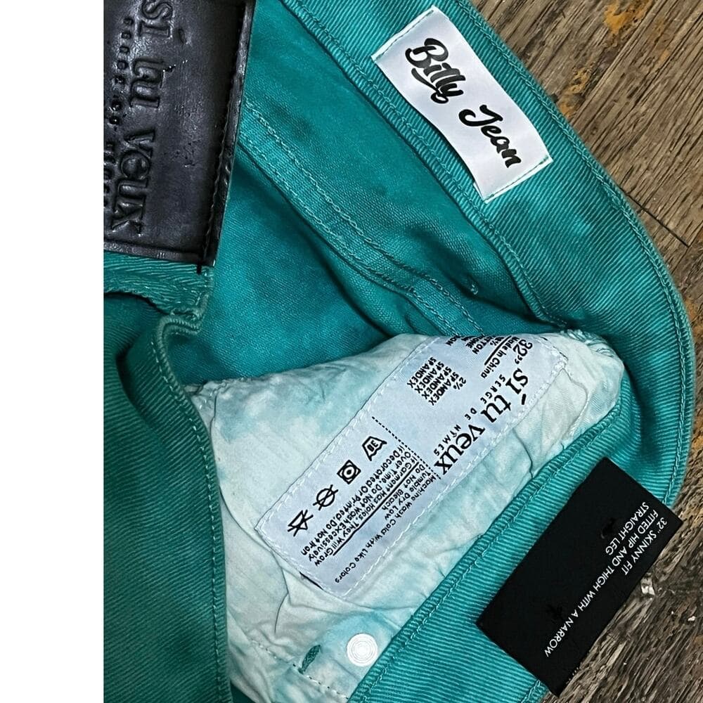Si Tu Veux Mint Green Superstack Men’s Jean’s Size 36 Billy Jean’s - Thumbnail 5