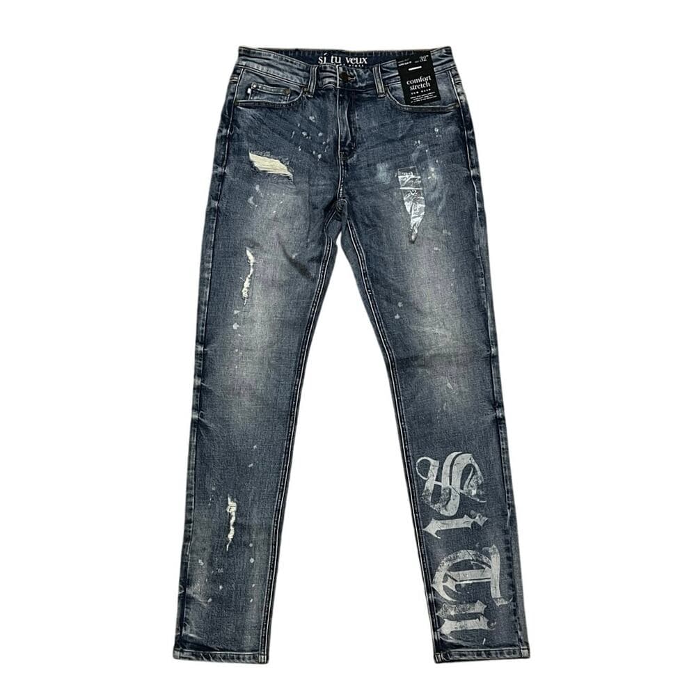 Si Tu Veux Men’s Blue Jean’s Size 32 With Si Tu Veux On The leg - Thumbnail 4