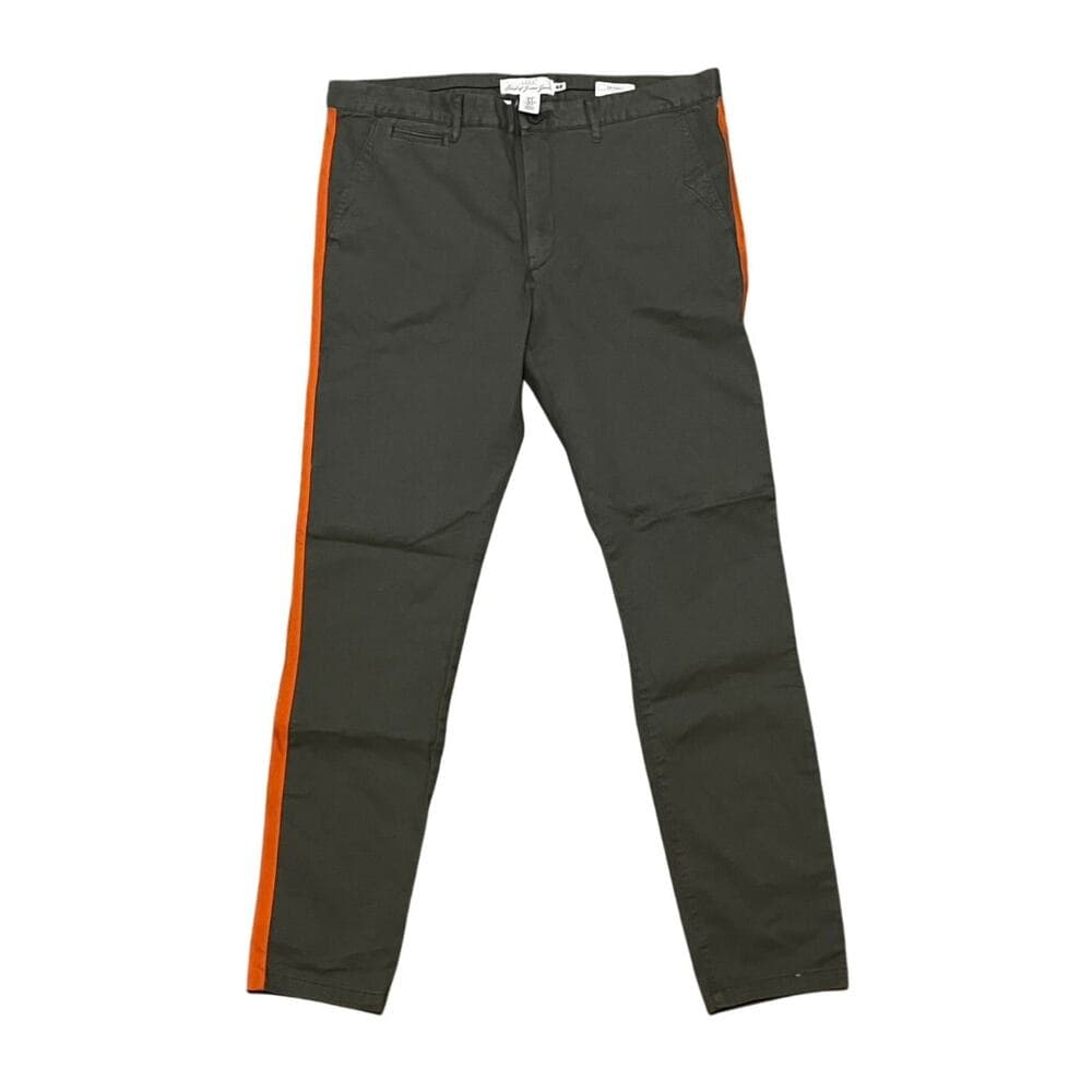 H & M Olive Green Pants With Orange Stripes On The Side Size 38 - Thumbnail 4