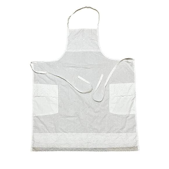 All White Women’s Apron With 2 Pockets In The Front One Size - Thumbnail 4