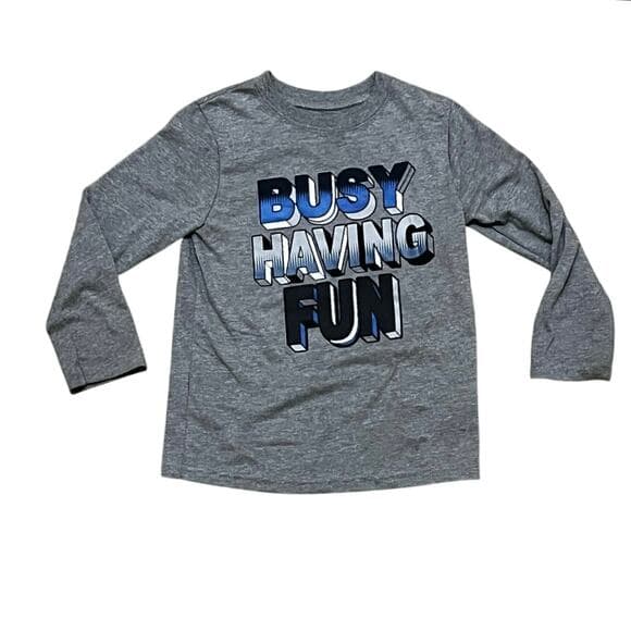 Garanimals Busy Having Fun Gray & Blue Kids Long Sleeve T-Shirt Size 4T - Thumbnail 5