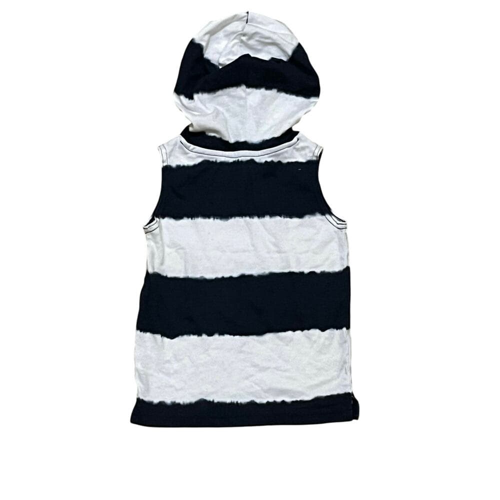 Wonder Nation White & Blue Stripes Kids Tan Top With Hoodie Size 4T - Thumbnail 4