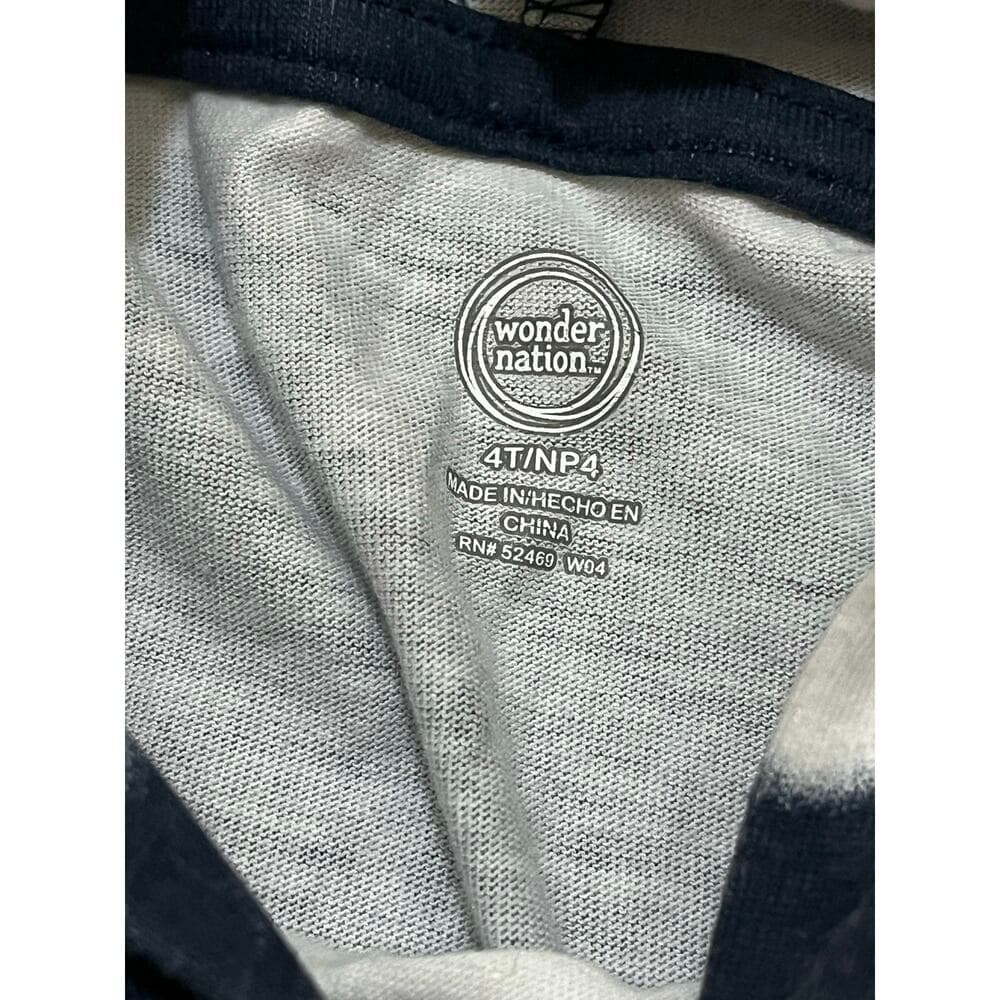 Wonder Nation White & Blue Stripes Kids Tan Top With Hoodie Size 4T - Thumbnail 2