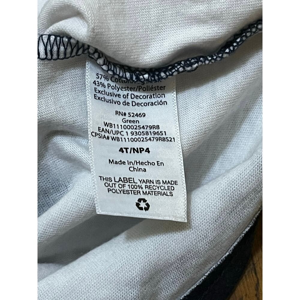 Wonder Nation White & Blue Stripes Kids Tan Top With Hoodie Size 4T - Thumbnail 3