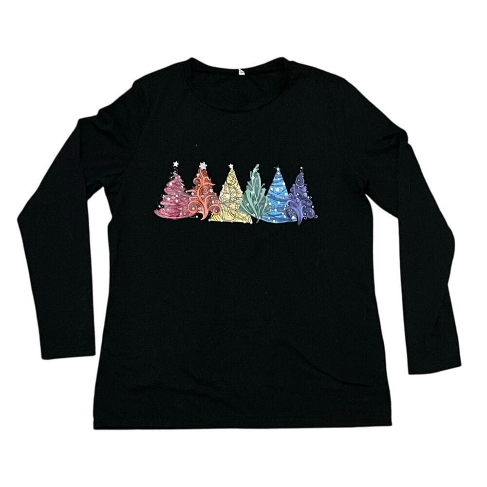 Christmas Black Long Sleeve T-Shirt Size Large - Thumbnail 5