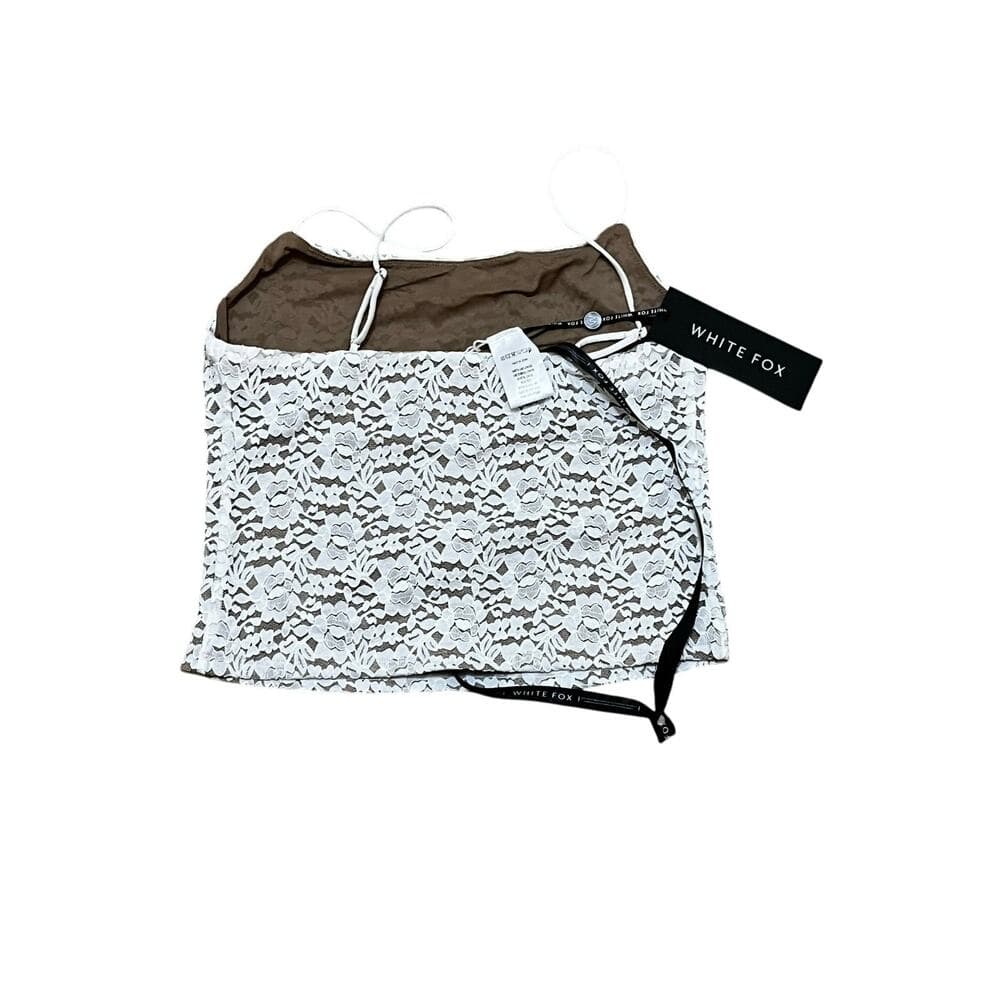 White Fox Vibe With Me Lace Top Size XL White