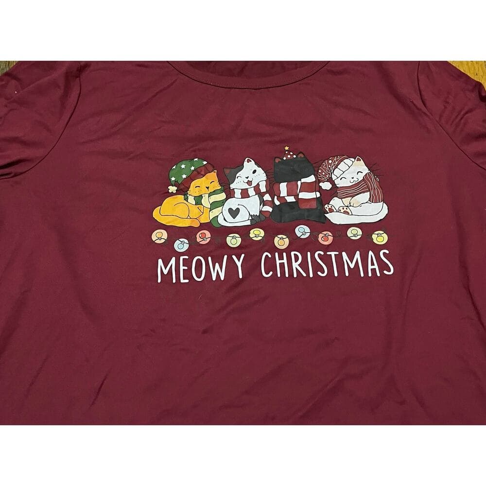 Merry Christmas burgundy long sleeve Size X-Large
