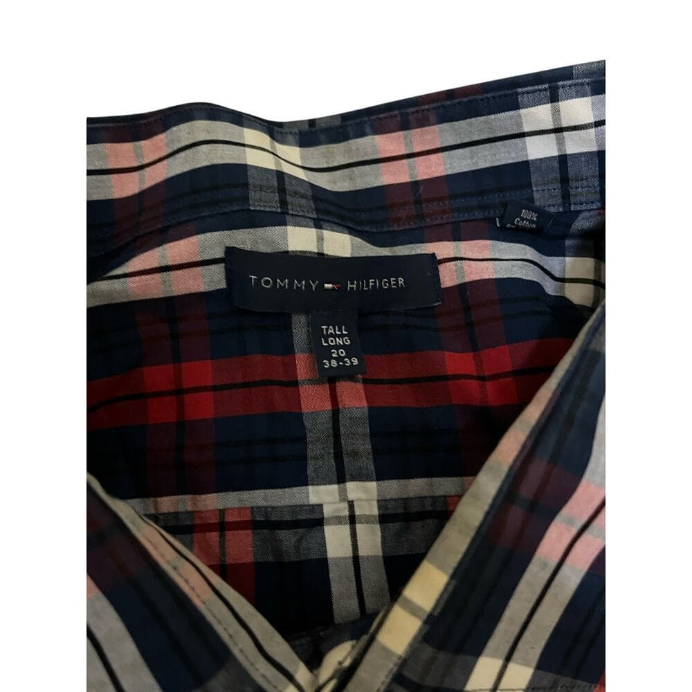 Tommy Hilfiger Tall Long Men’s Button Down Blue & Red Size 20