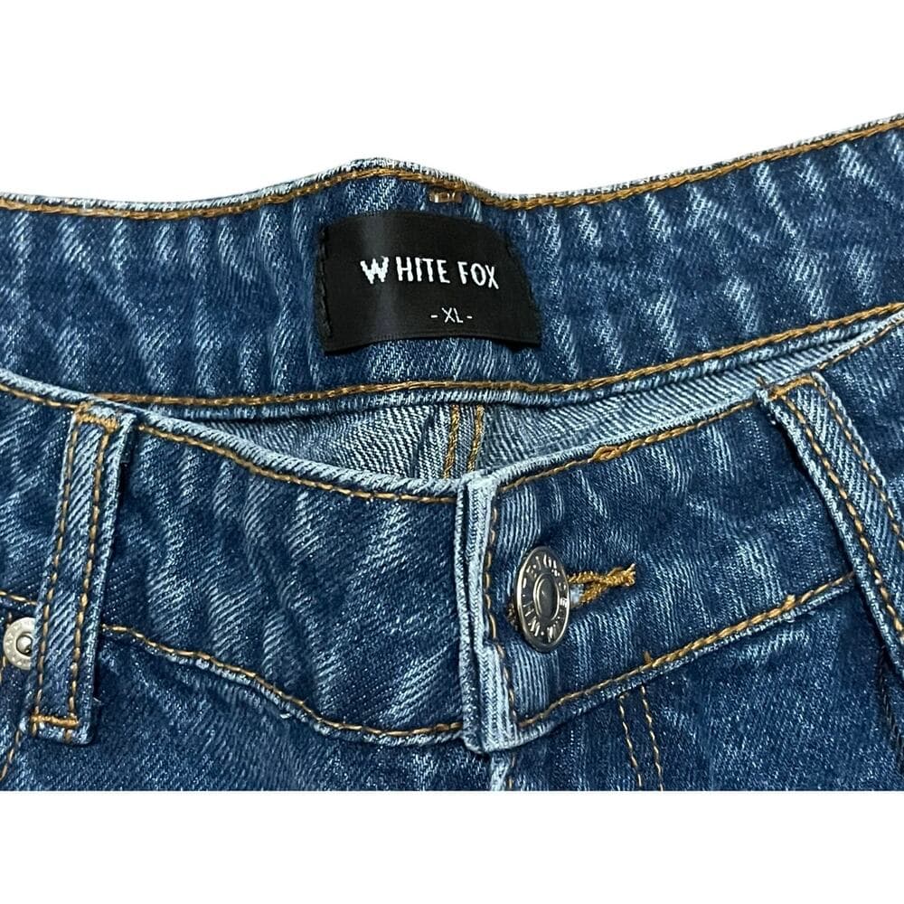 White Fox Bella Denim Shorts Dark Blue XL - Thumbnail 4