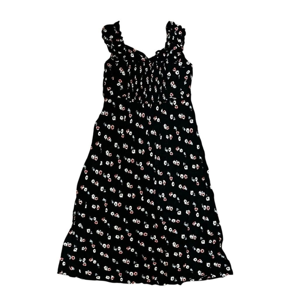 Gap Black Women’s Long Dress With Pink Roses On It Size XL/TG - Thumbnail 4