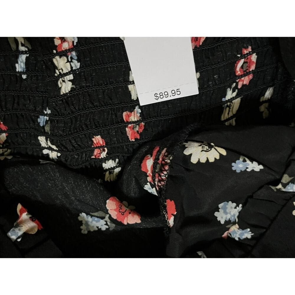 Gap Black Women’s Long Dress With Pink Roses On It Size XL/TG - Thumbnail 2