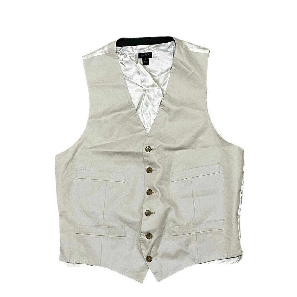 J.Crew Cream 100% Cotton Men's Vest, Size Small RN 77388 - Thumbnail 5