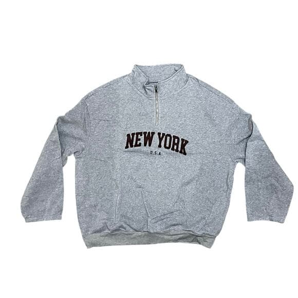 New York Gray CrewNeck Unisex Sweater Size 4XL - Thumbnail 6