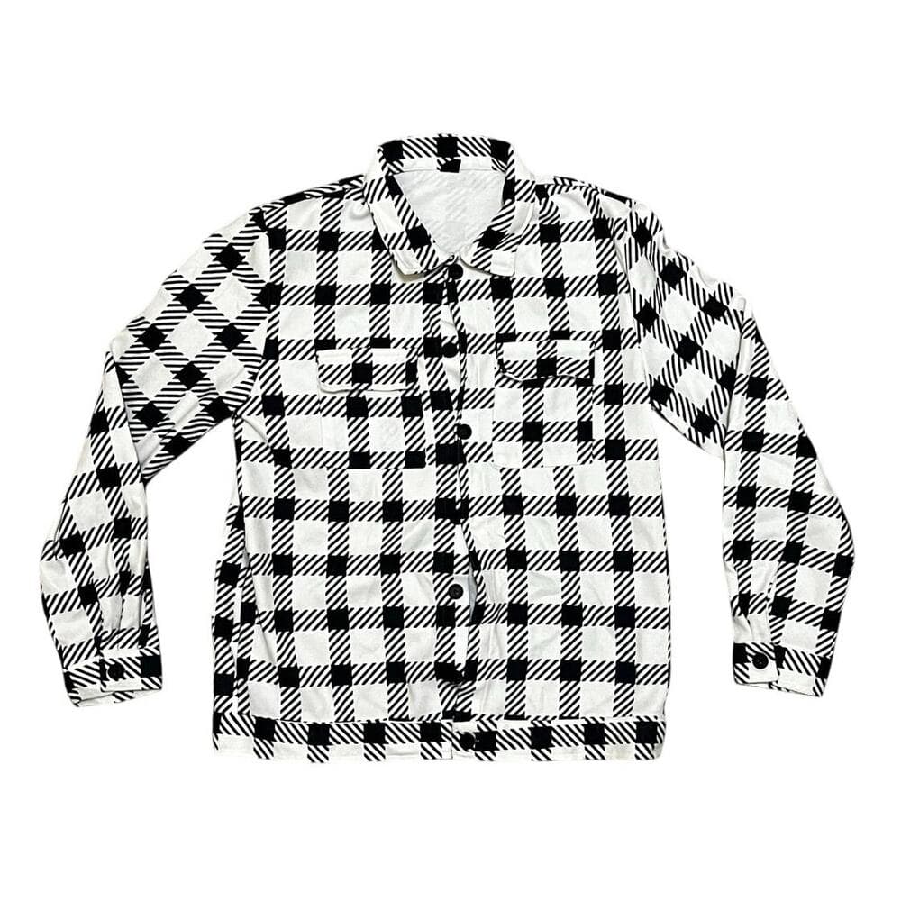 SHEIN Men’s Button Down With Black & White Checker Size Medium - Thumbnail 4