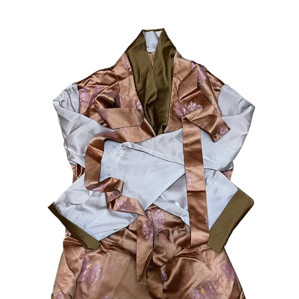 Chinese 65” Satin Peach Dress With Pink Sleeves Size 2XL - Thumbnail 4