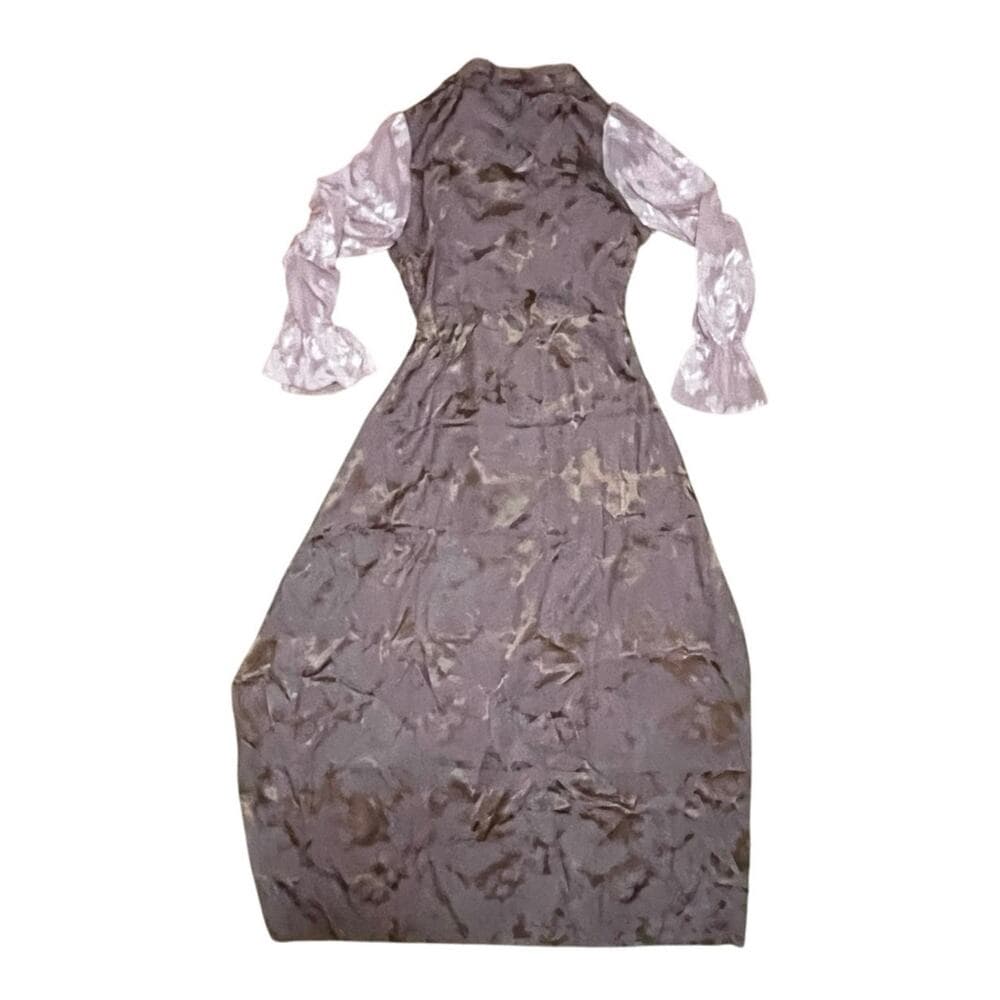 Chinese 36 “Long Dress Purple With Pink Sleeves And Flowers On The Sleeve Sx 2XL - Thumbnail 2