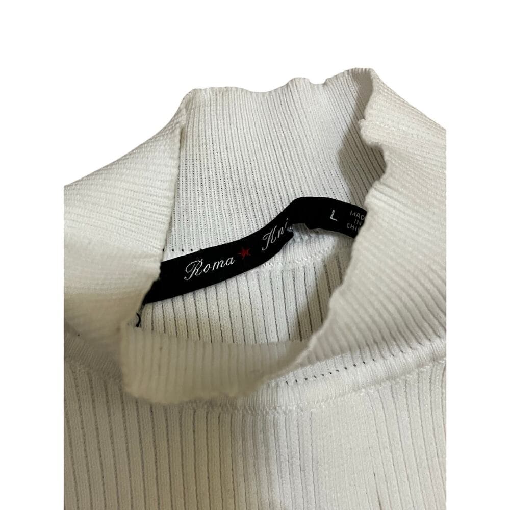 Roma Knit White Long Sleeve Top Size Large