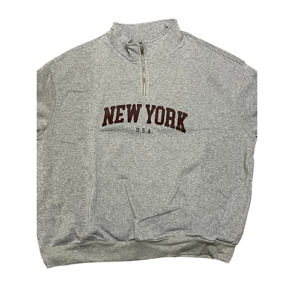 New York Gray CrewNeck Unisex Sweater Size 4XL - Thumbnail 2