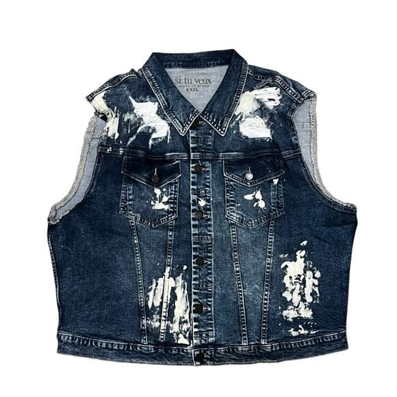 Si Tu Veux Blue Women’s Jean Vest Size XXXL - Thumbnail 4