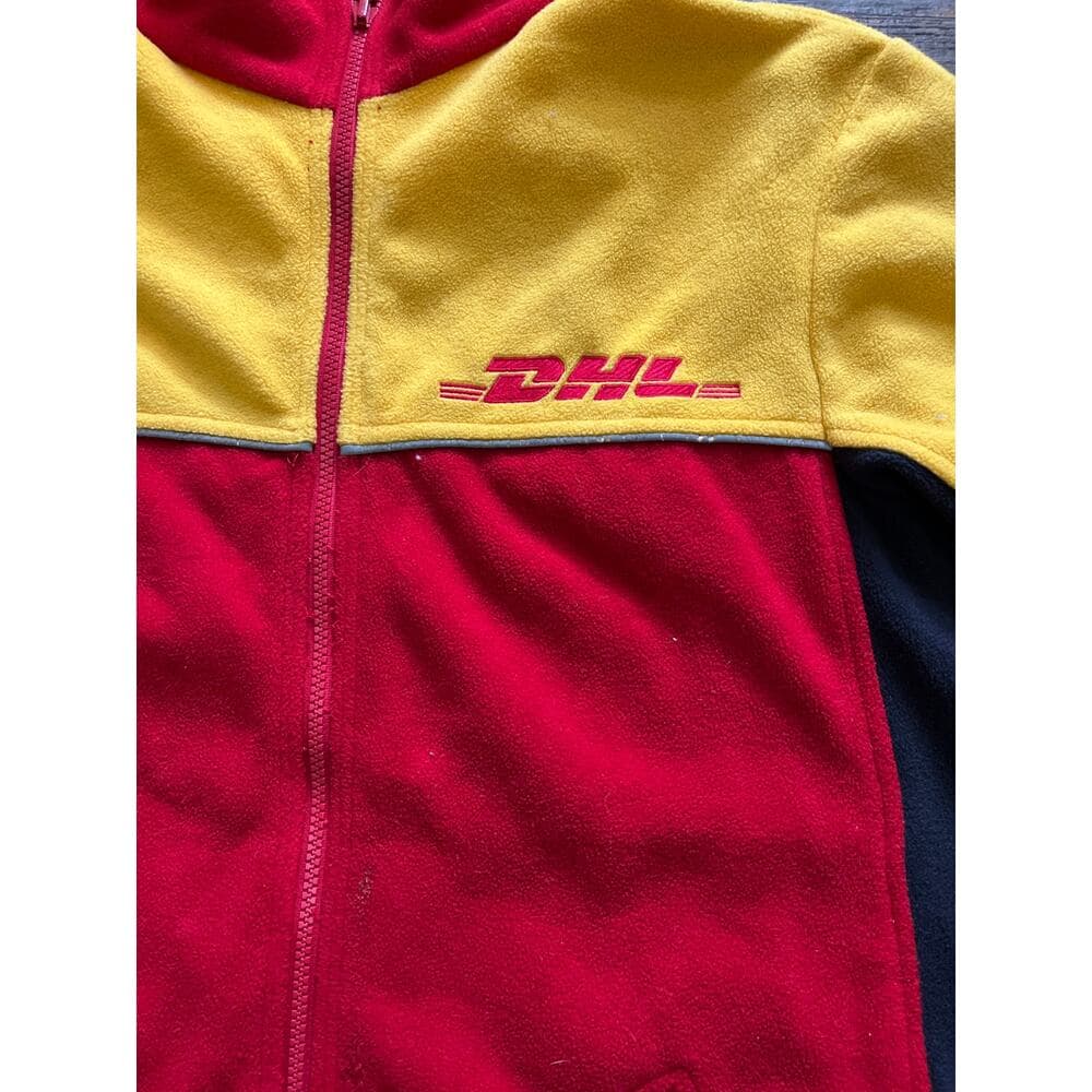 DHL Delivery Red Black Yellow Full Zip Fleece Long Sleeve size XL-XXL - Thumbnail 3