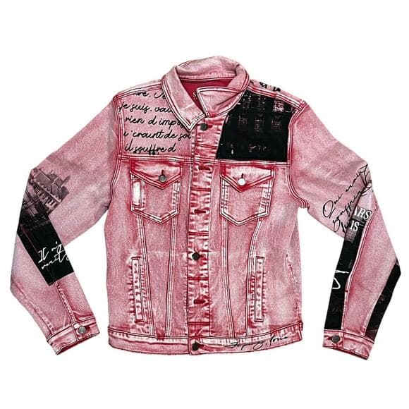 Si tu veux red men’s jeans jacket medium - Thumbnail 6