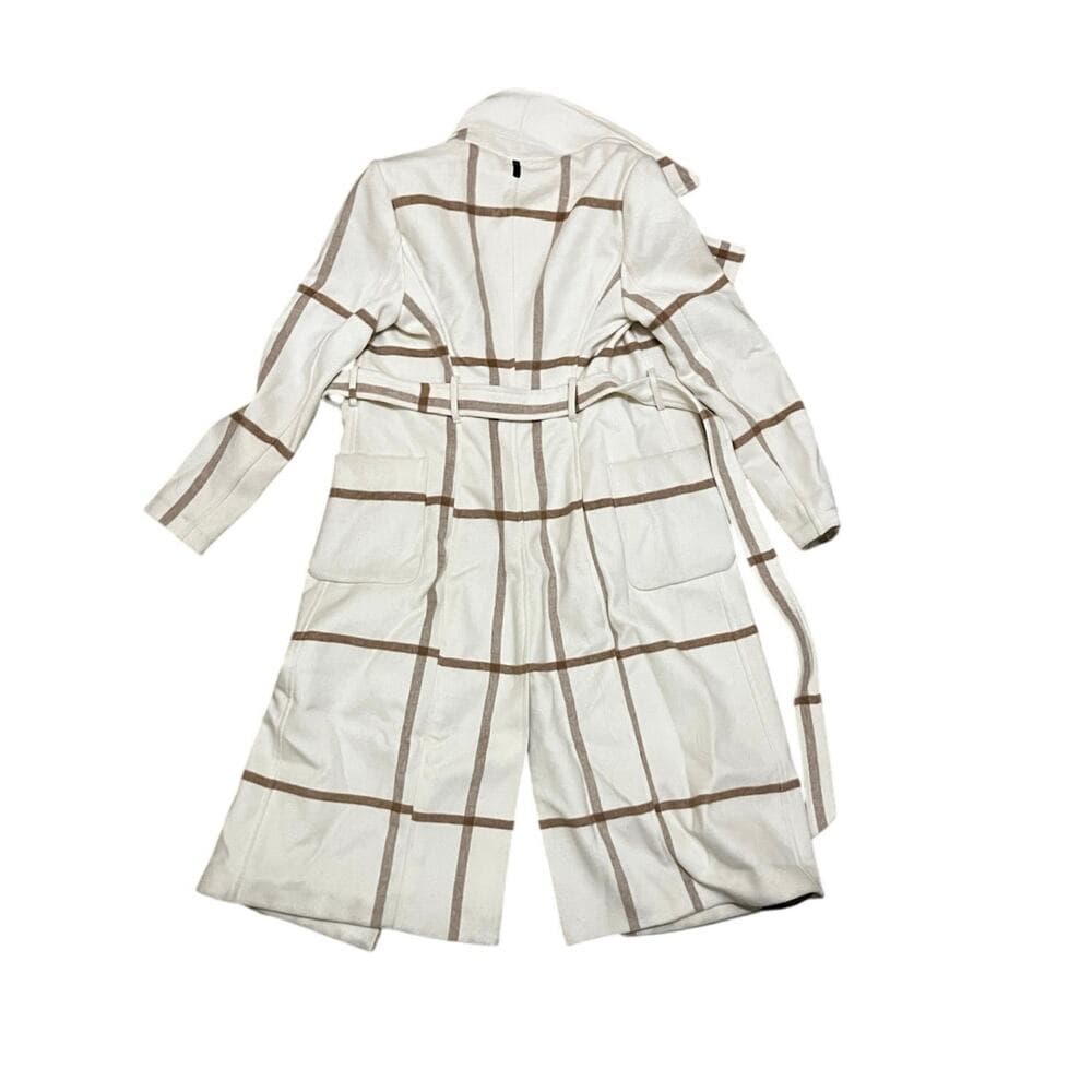 DKNY Women's Plaid Maxi Wool Blend Coat Size Large - Thumbnail 3