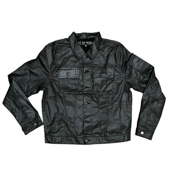Si Tu Veux Men’s Black Shiny Jean’s Jacket Size Medium - Thumbnail 5
