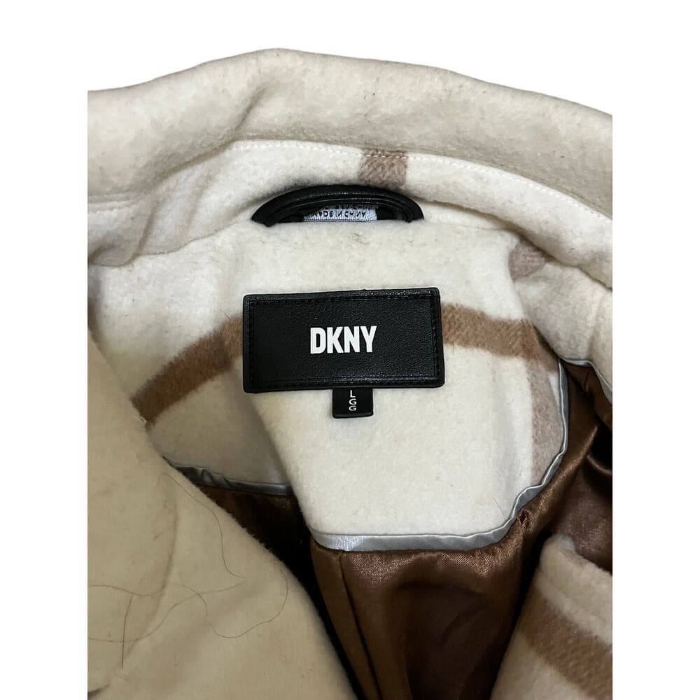 DKNY Women's Plaid Maxi Wool Blend Coat Size Large