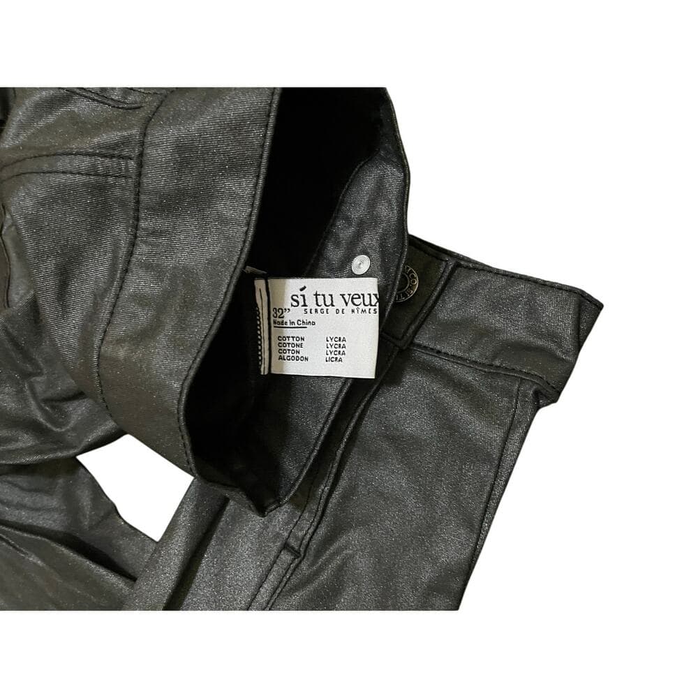 Si Tu Veux Men’s Black Shiny Jean’s Jacket Size Medium - Thumbnail 2
