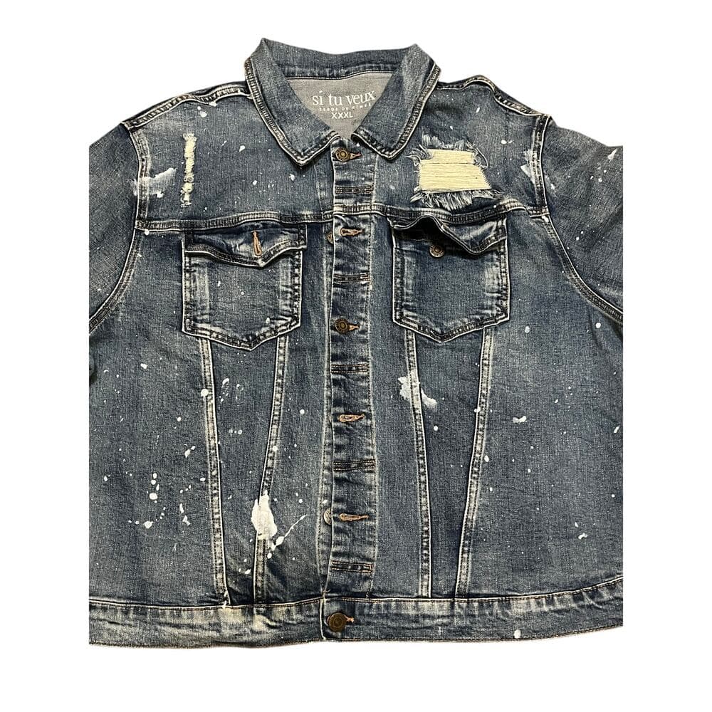 Si Tu Veux Denim Blue Mens Jean Jacket Size XXXL