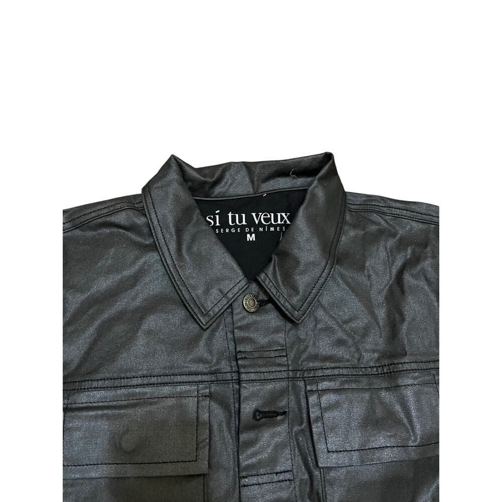 Si Tu Veux Men’s Black Shiny Jean’s Jacket Size Medium