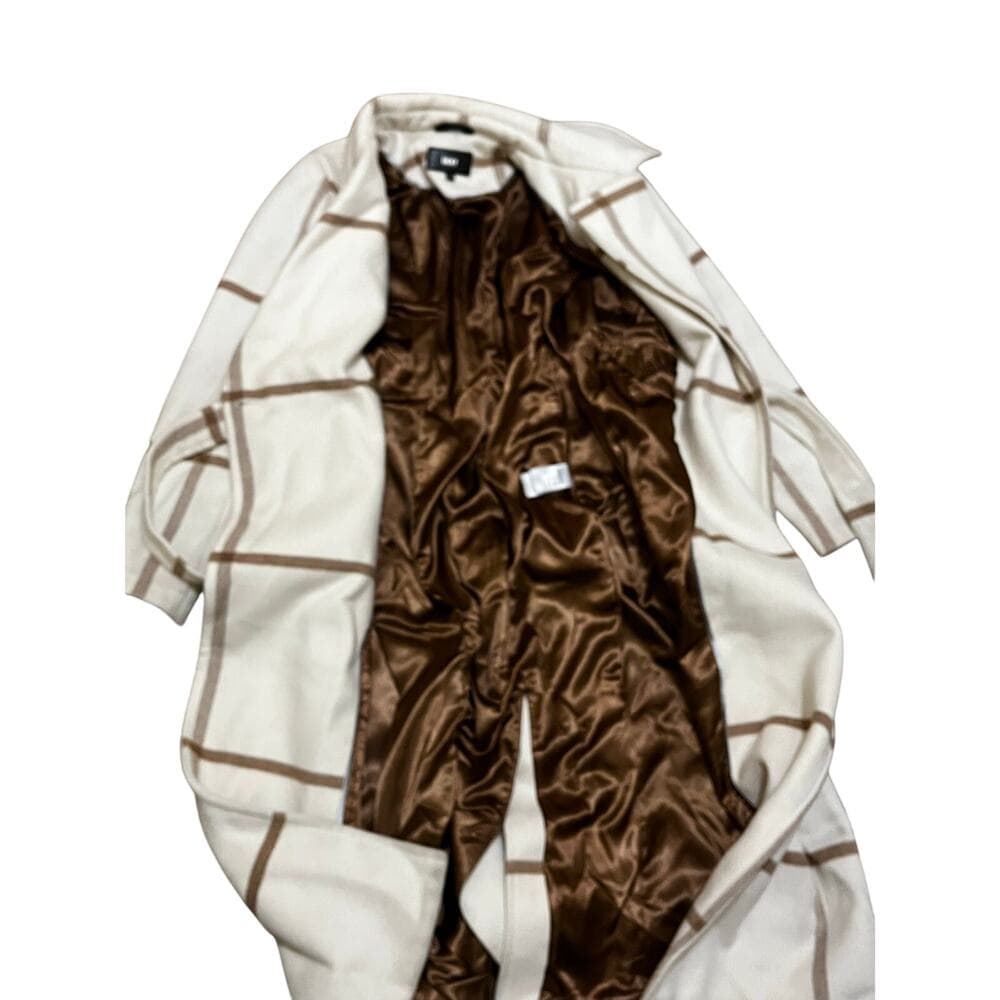 DKNY Women's Plaid Maxi Wool Blend Coat Size Large - Thumbnail 2