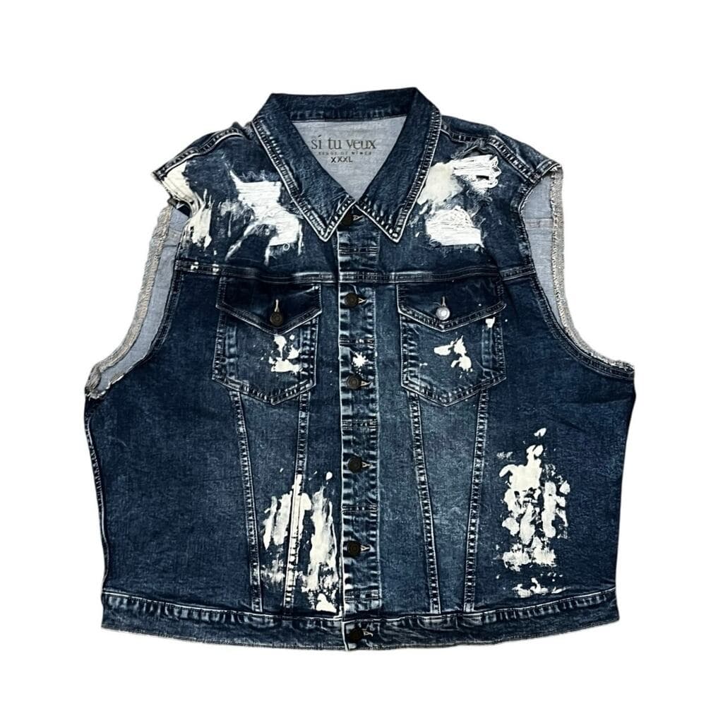 Si Tu Veux Blue Women’s Jean Vest Size XXXL - Thumbnail 3