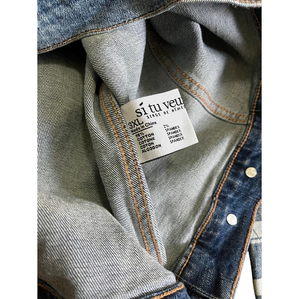 Si Tu Veux Denim Blue Mens Jean Jacket Size XXXL - Thumbnail 6