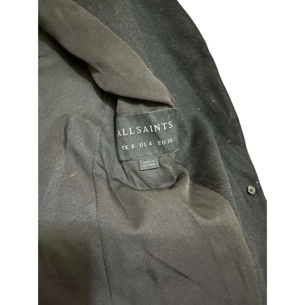 All Saints Wool Coat Black Collar With 2 Front Pockets - Thumbnail 2