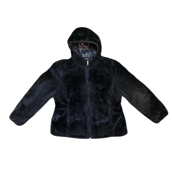 Andrew Marc Ladies' Ultra Soft Attached Hood Reversible Jacket (S, Black) XL - Thumbnail 9