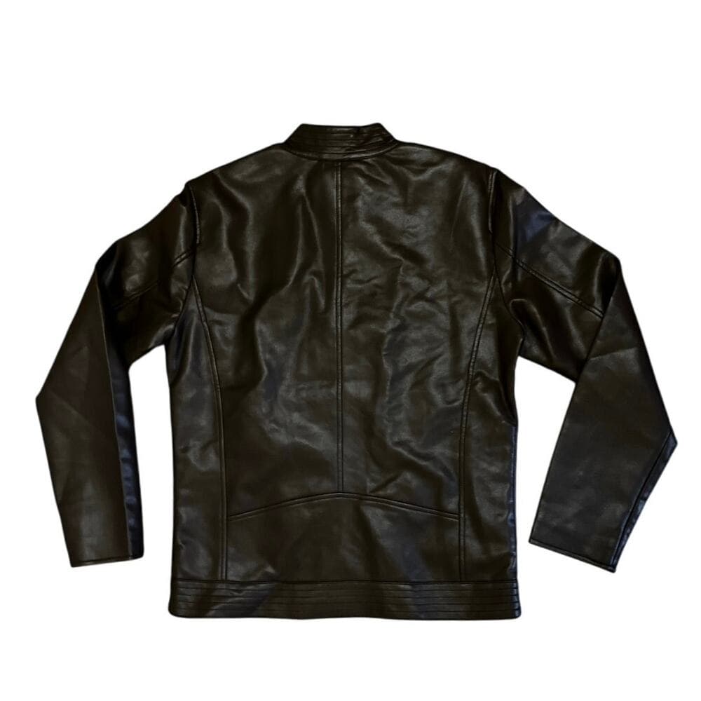 SLATE & STONE Faux Leather Racer Jacket Mens Size Medium - Thumbnail 4