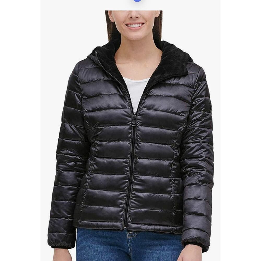 Andrew Marc Ladies' Ultra Soft Attached Hood Reversible Jacket (S, Black) XL - Thumbnail 4
