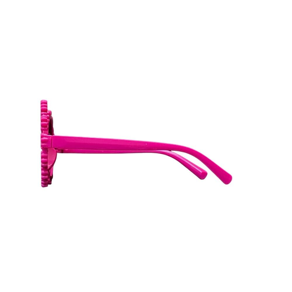 Girls Kids Daisy Flower Rim Round Circle Plastic Sunglasses Pink - Thumbnail 2