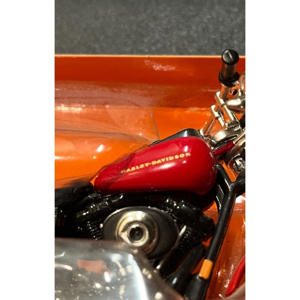 Harley Davidson Black & Red Motorcycle Toy 5” W X 2” L - Thumbnail 3
