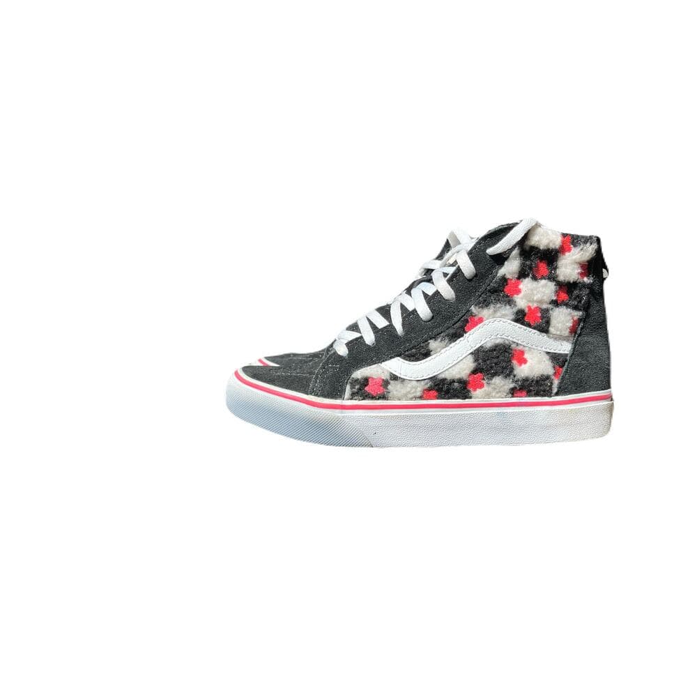 VANS SK8 Hi Zippered Pink-Stars Fuzzy-Checks 507698 Kids Size 3 - Thumbnail 2