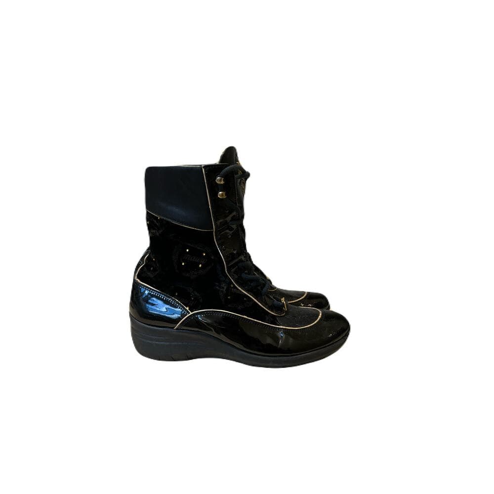 Black Women’s Boot, Shoes With Gold Lining Size 10 - Thumbnail 9