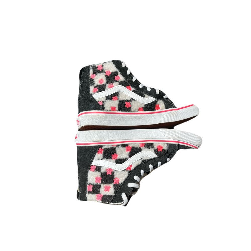 VANS SK8 Hi Zippered Pink-Stars Fuzzy-Checks 507698 Kids Size 3 - Thumbnail 4