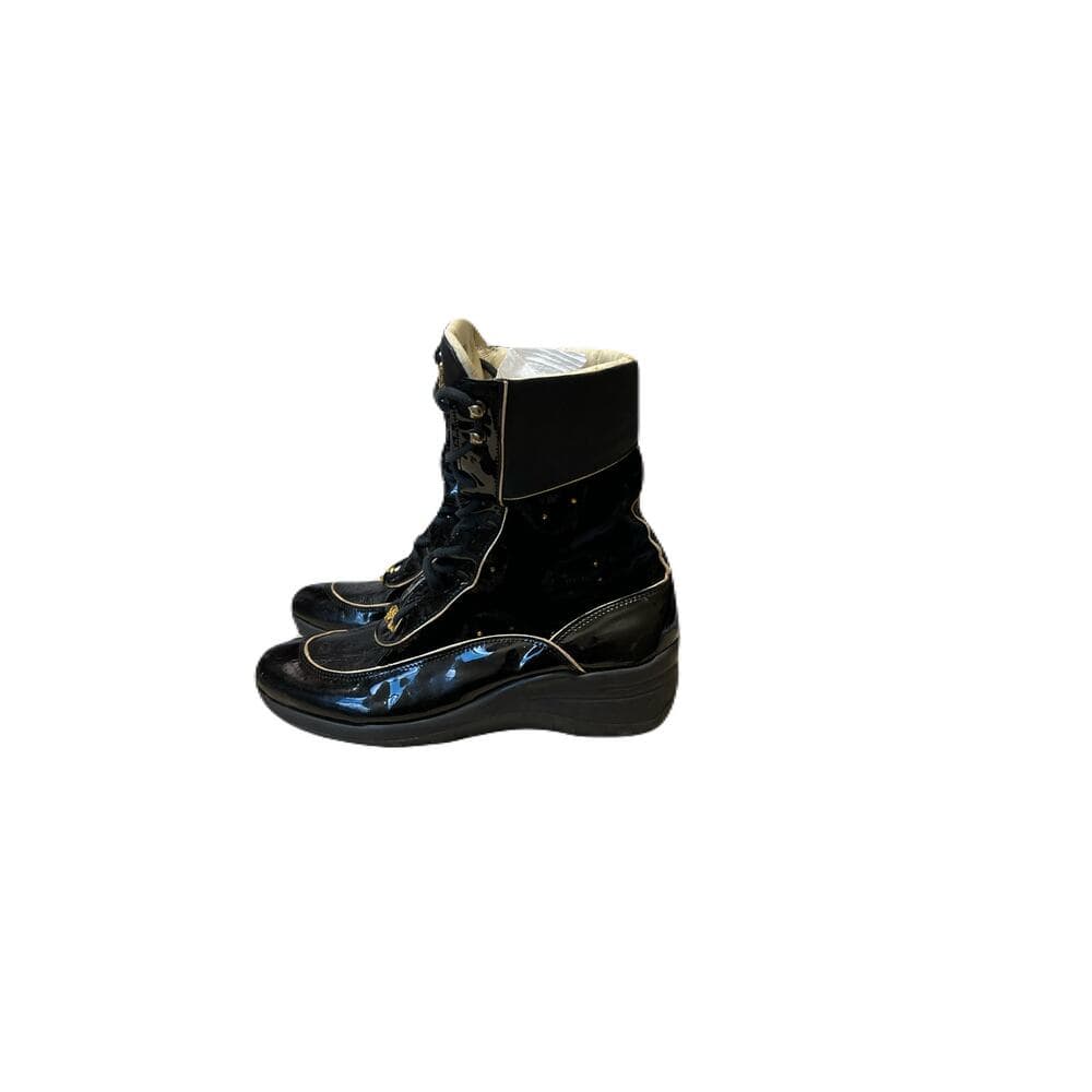 Black Women’s Boot, Shoes With Gold Lining Size 10 - Thumbnail 2