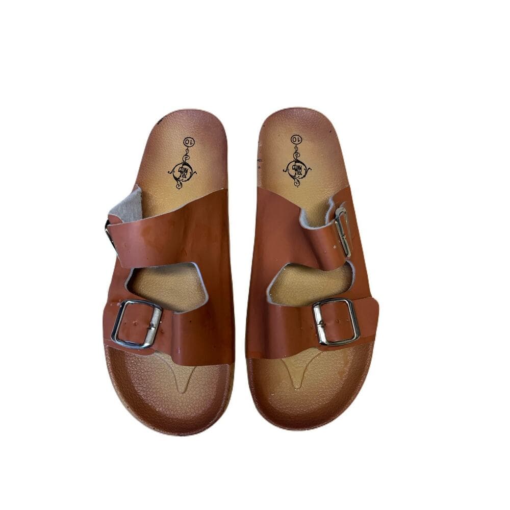 Womens Size 10 Tan Buckle Sandals - Slip On - Flip Flop Shoes - Thumbnail 2