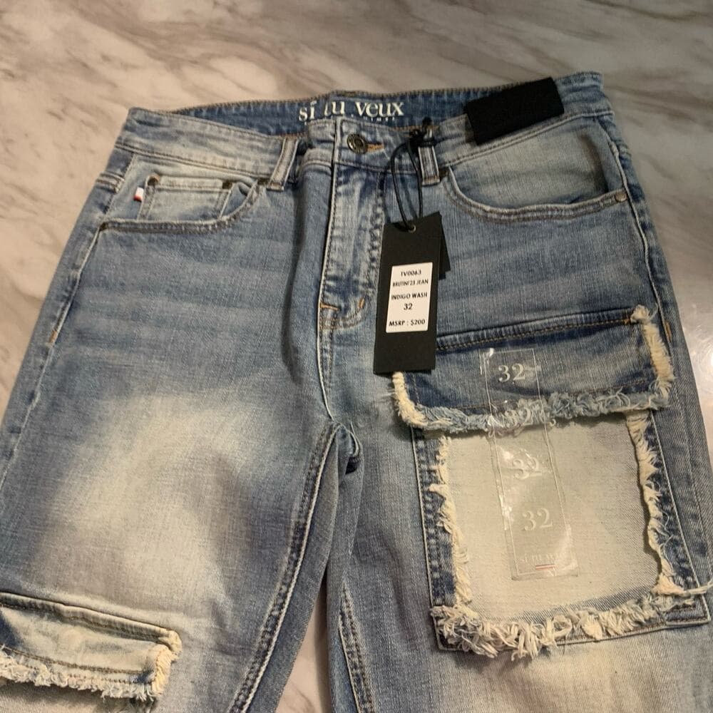 Si Tu Veux Superstack Indigo Wash Mens Jeans Size 32 - Thumbnail 5