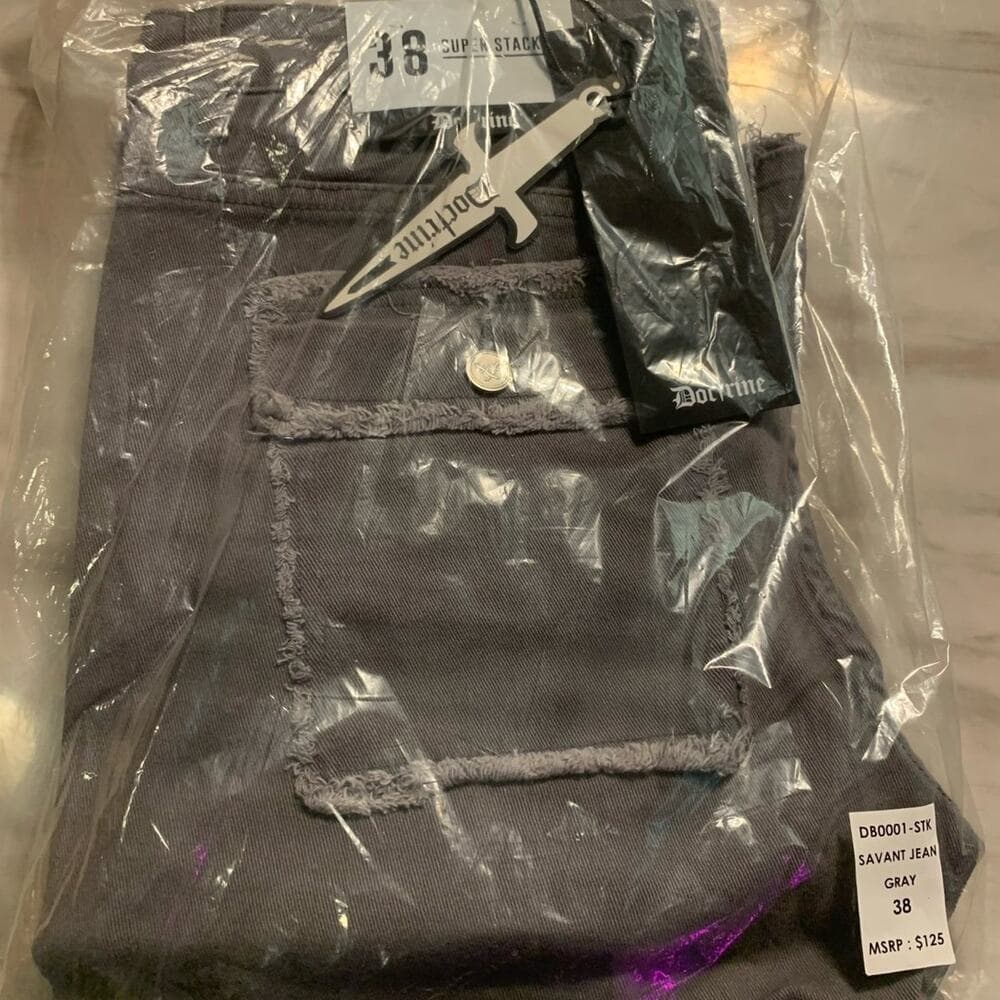 Doctrine Superstack Grey Mens Jeans Size 38 - Thumbnail 6