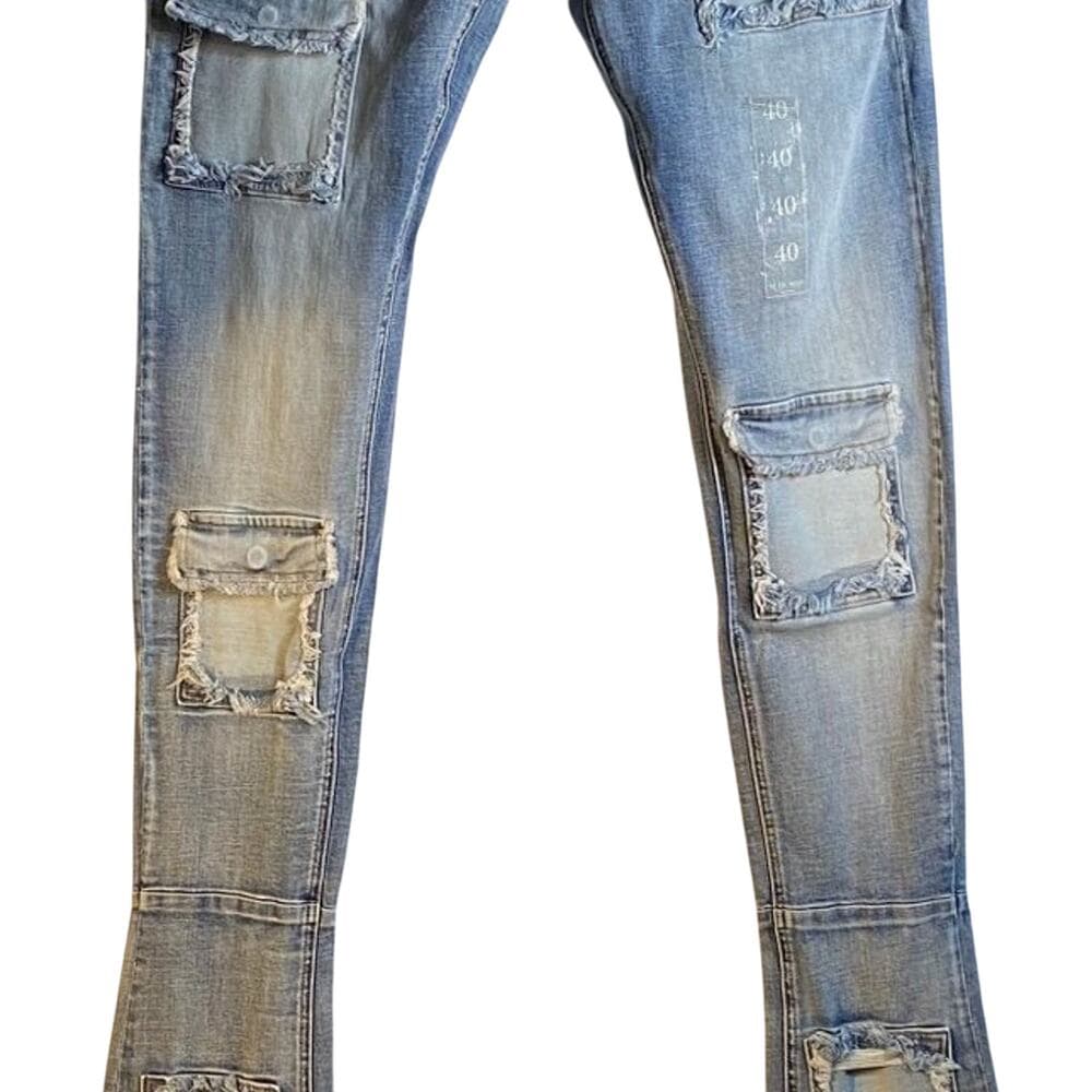Si tu veux serge de nimes I’ homme super stacke Size 40 indigo wash - Thumbnail 8